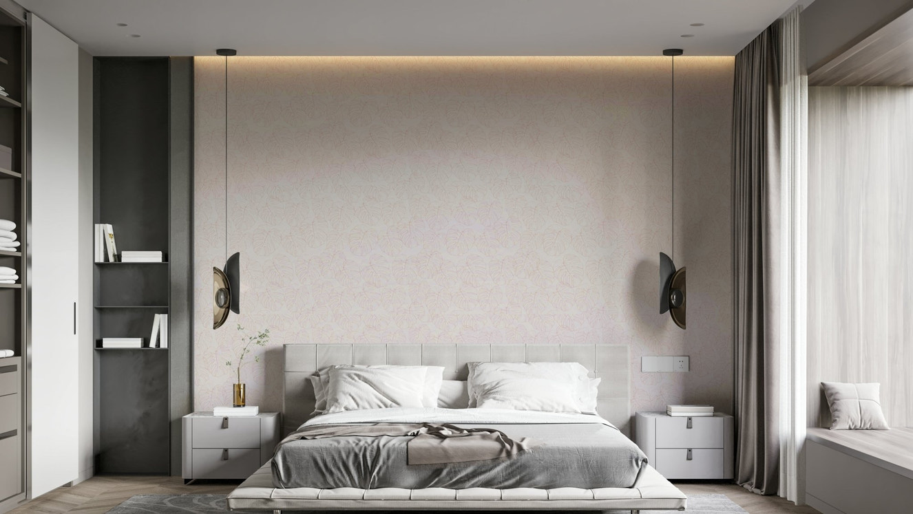 Mural wallpaper of a monstera blush design

