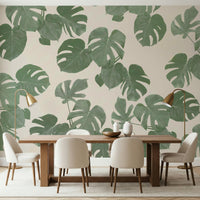 A peaceful organic pattern mural on decorative wallpaper.
