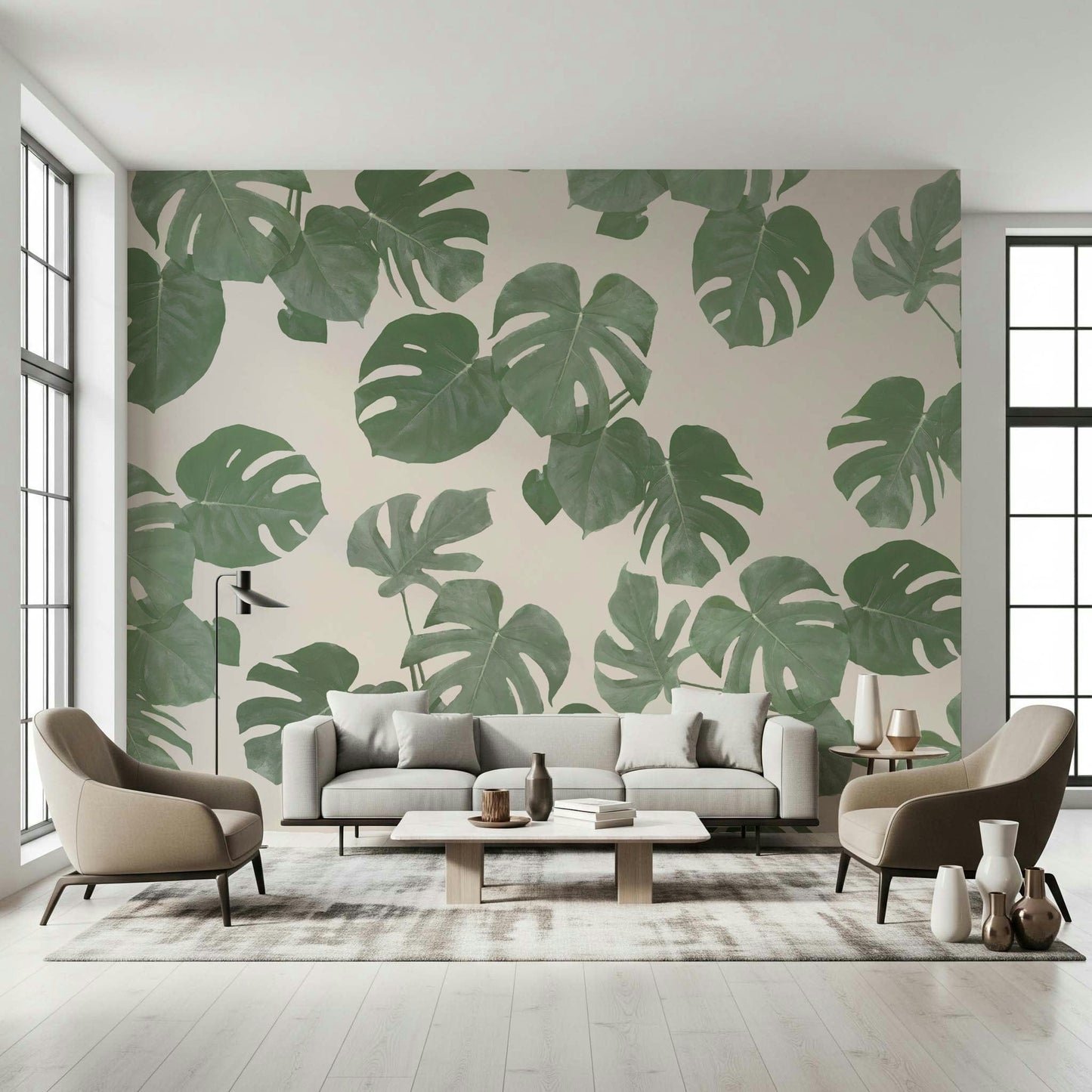 A serene botanical pattern wall mural for your decor.