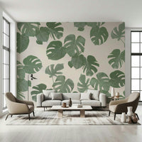 A serene botanical pattern wall mural for your decor.