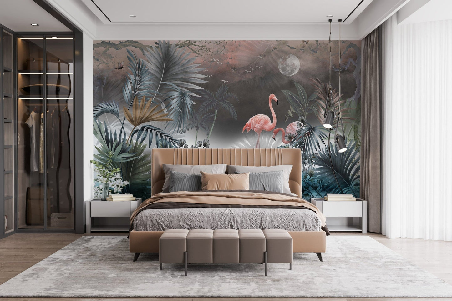 Artistic monstera leaf wall mural design
 A413