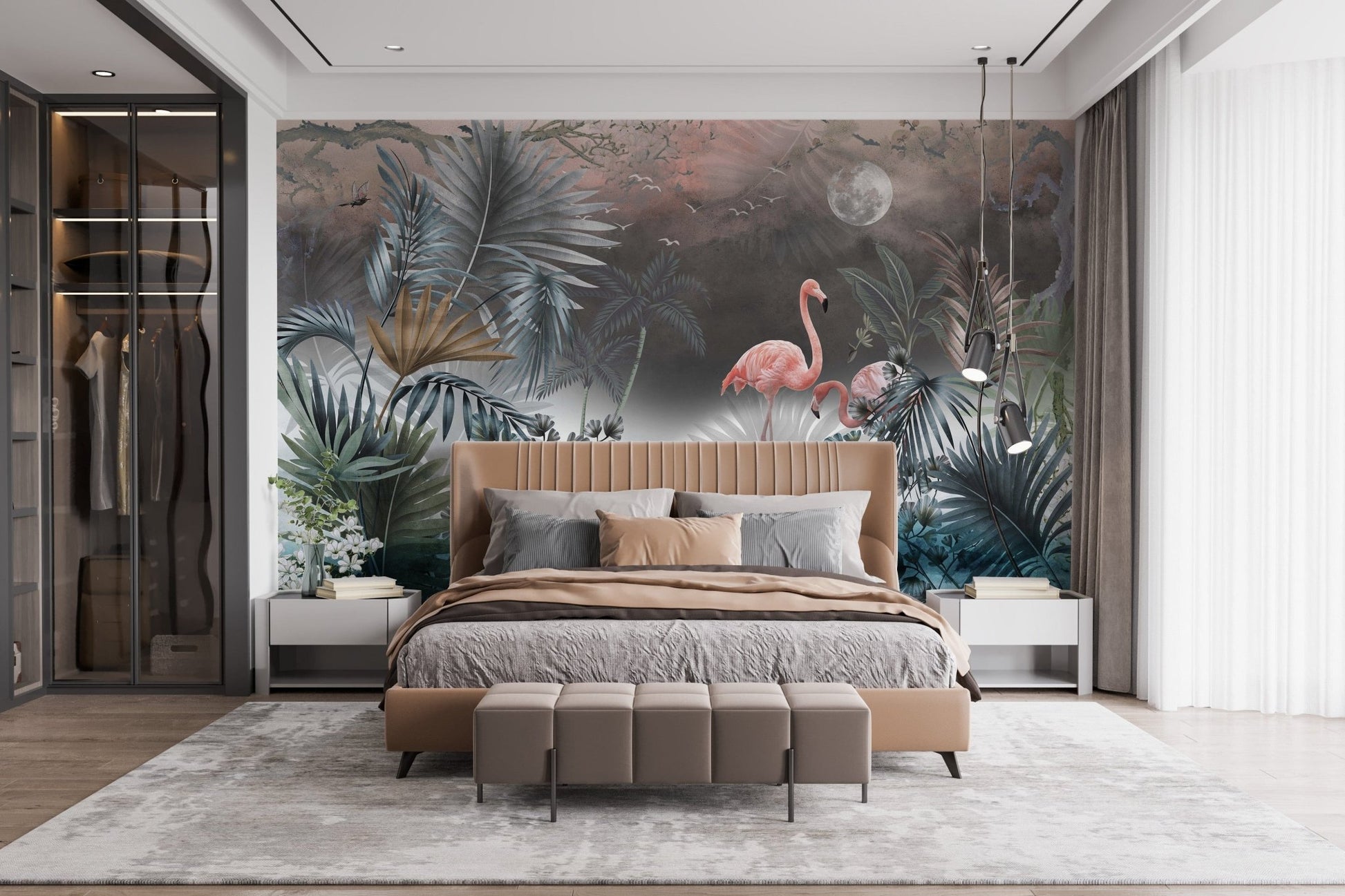 Artistic monstera leaf wall mural design
 A413