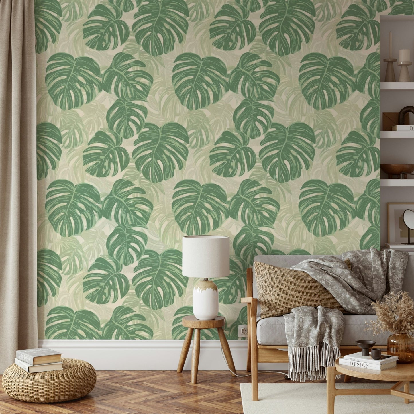 Tropical Monstera wallpaper for a fresh, bold look.

