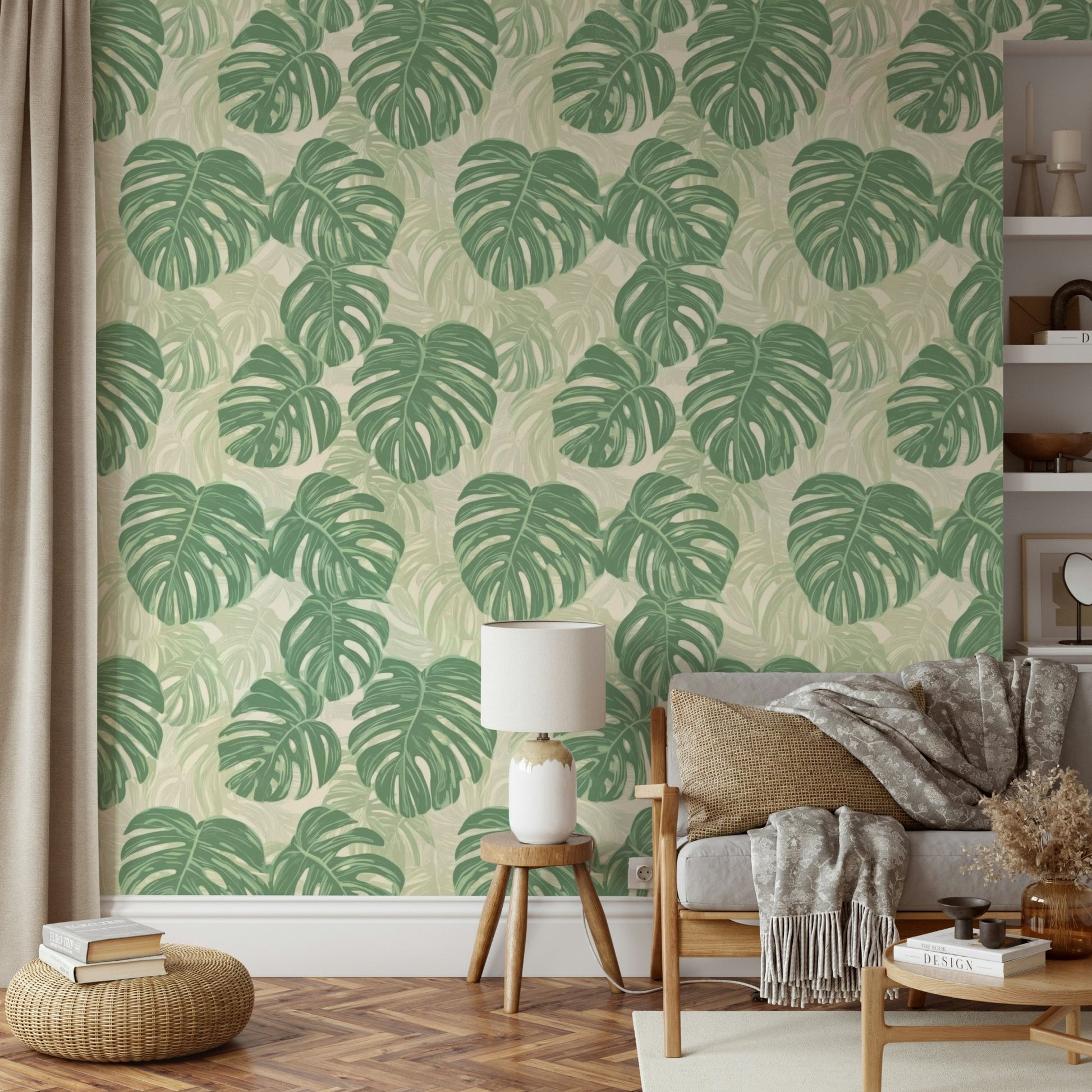 Tropical Monstera wallpaper for a fresh, bold look.

