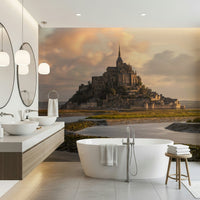A beautiful wide-angle wall mural of a French landmark.