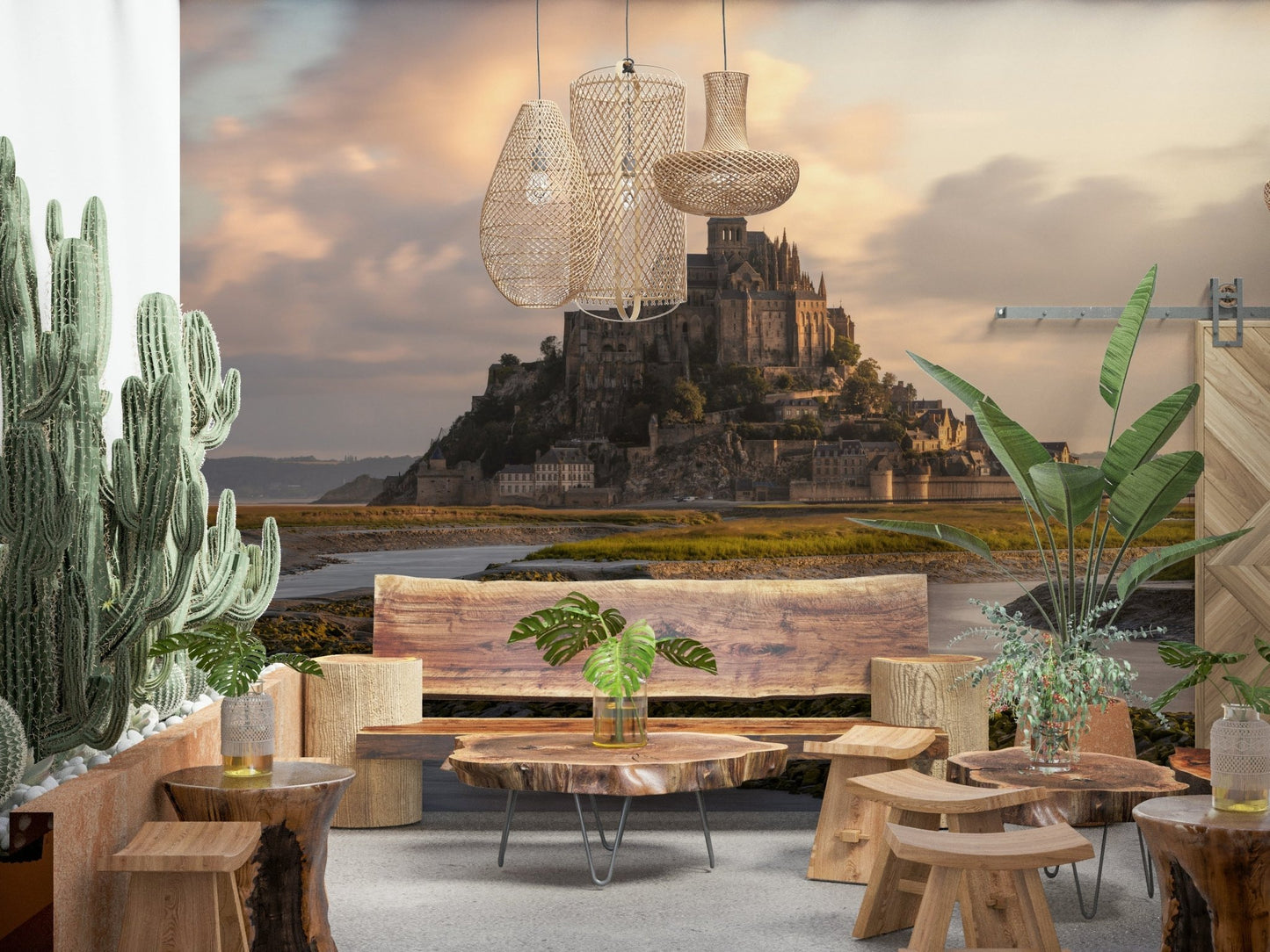 An artistic nature inspired mural for home decor.