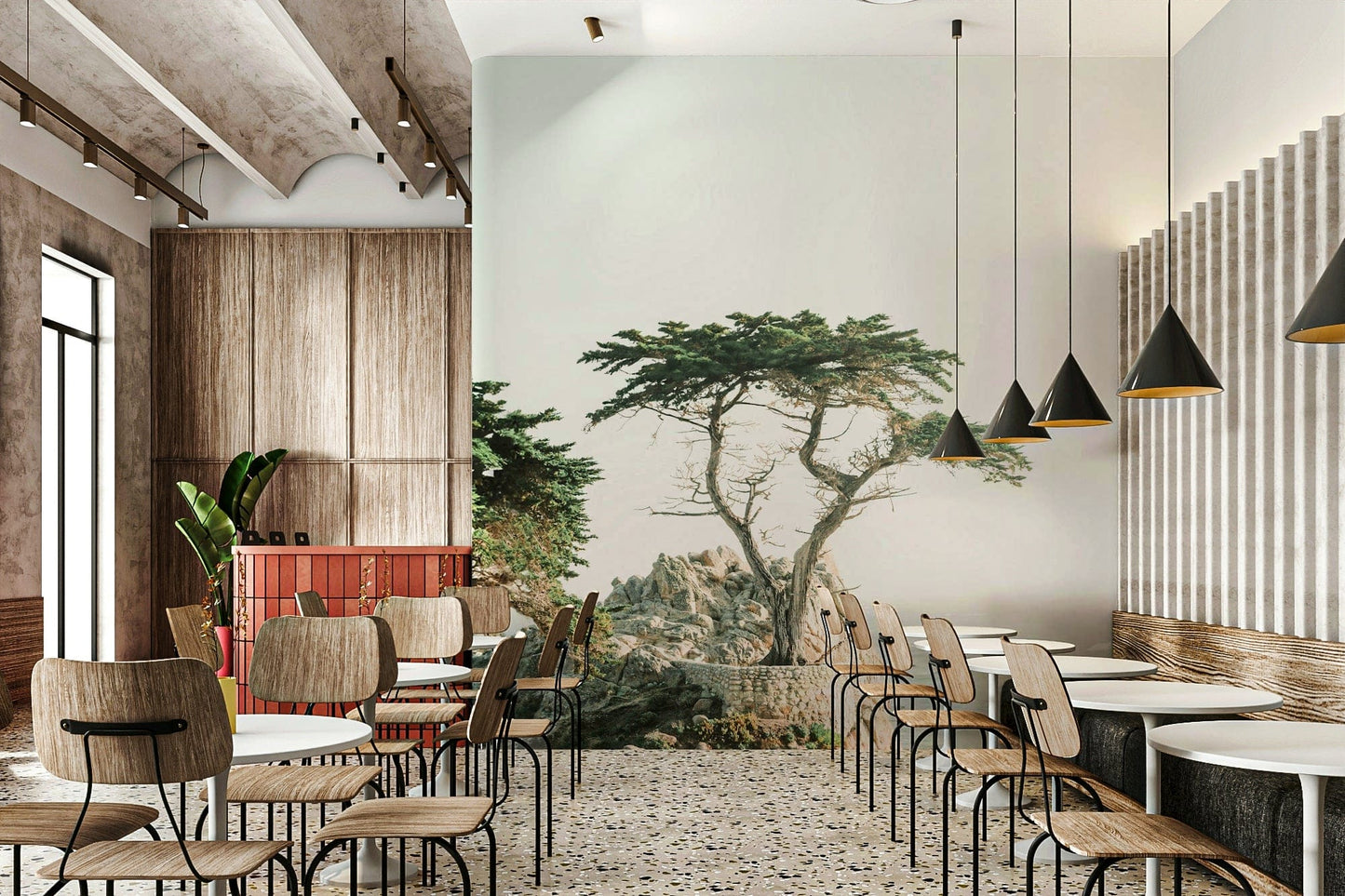 Monterey shoreline and ocean tree

