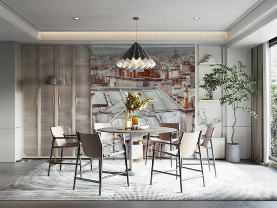 A wall mural featuring Parisian rooftops. GD3350

