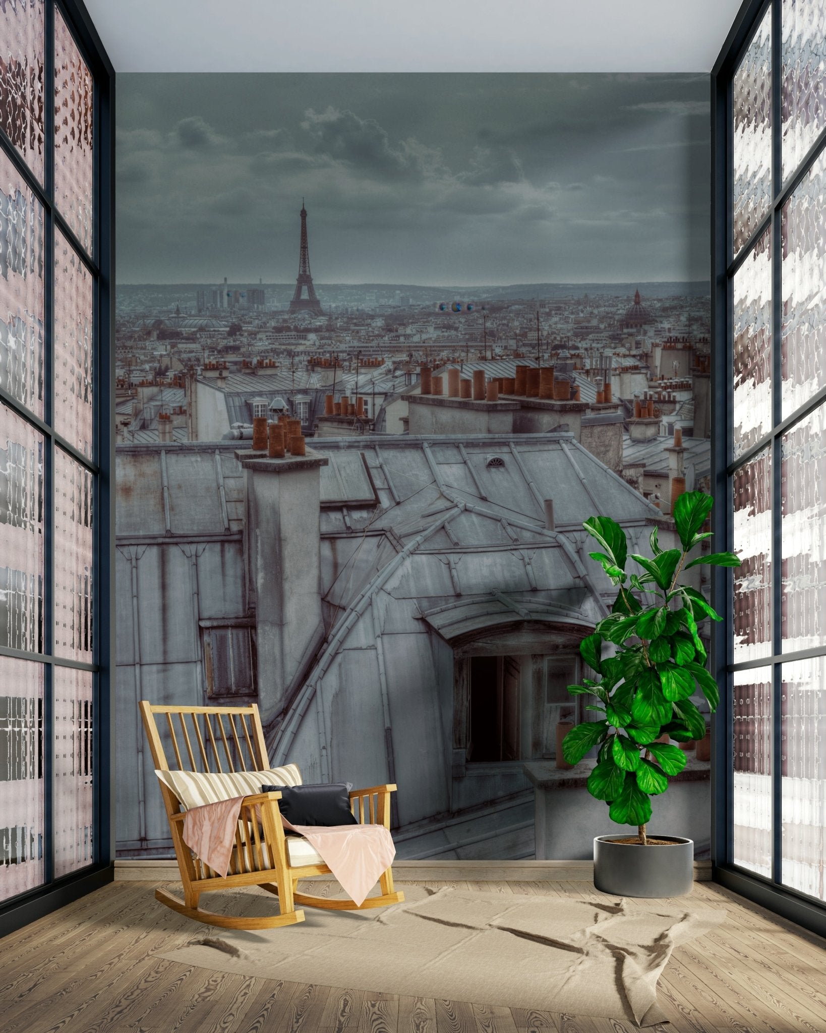 The view is from a high perspective, looking over the city.

