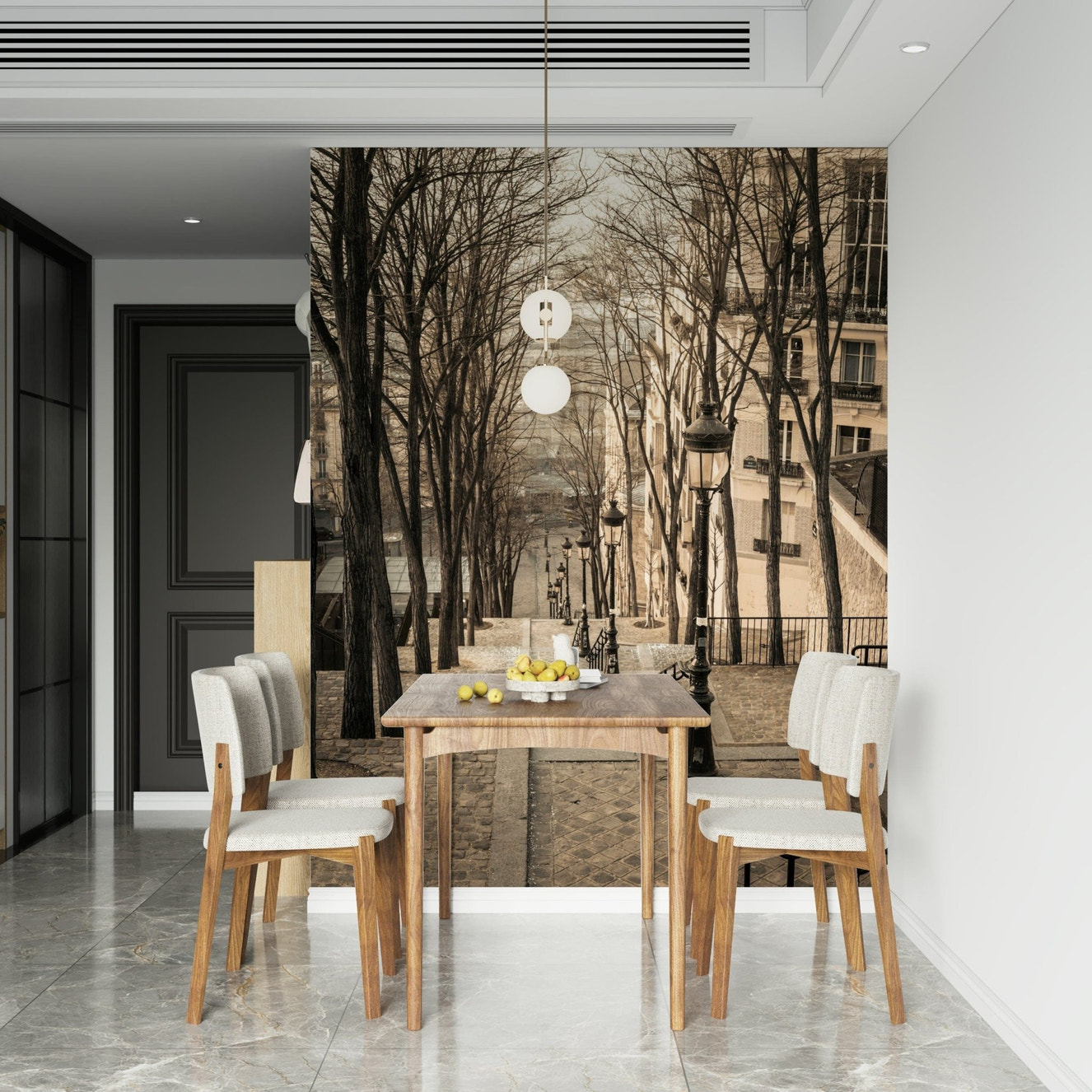 Historic Paris staircase Montmartre stairs scenic wall mural.