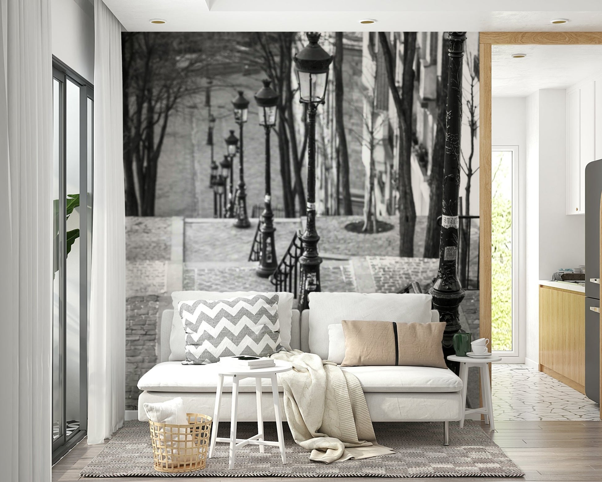 Stunning Montmartre stairway wall mural for decor.

