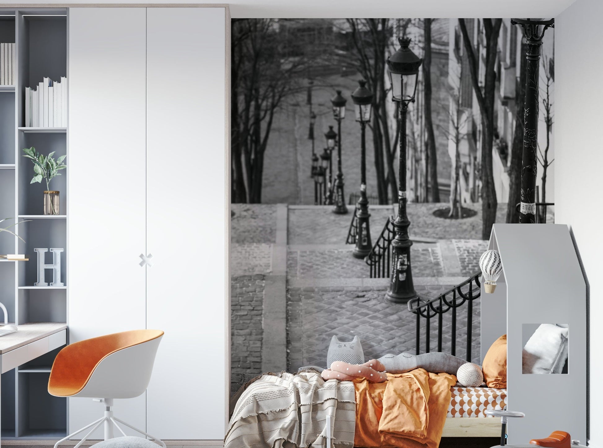 Artistic Montmartre stairway mural for your space.

