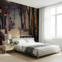 Montmartre's Iconic Staircase Wall Mural as a backdrop in a hallway.