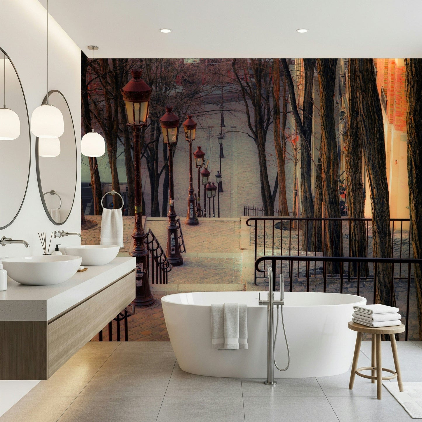 Architectural wall décor for a bright dining area in a contemporary flat.