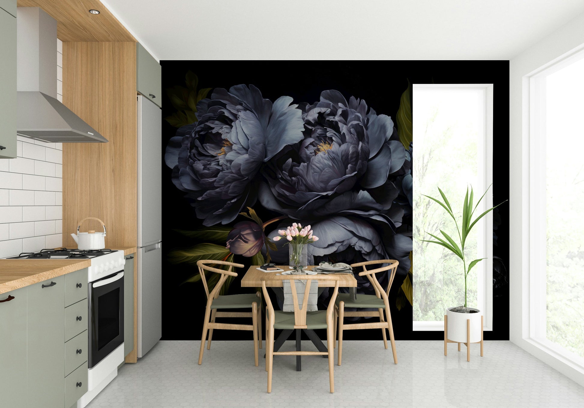 The colors are soft, muted tones of dark blue, purple, and gold.

