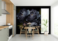 The colors are soft, muted tones of dark blue, purple, and gold.

