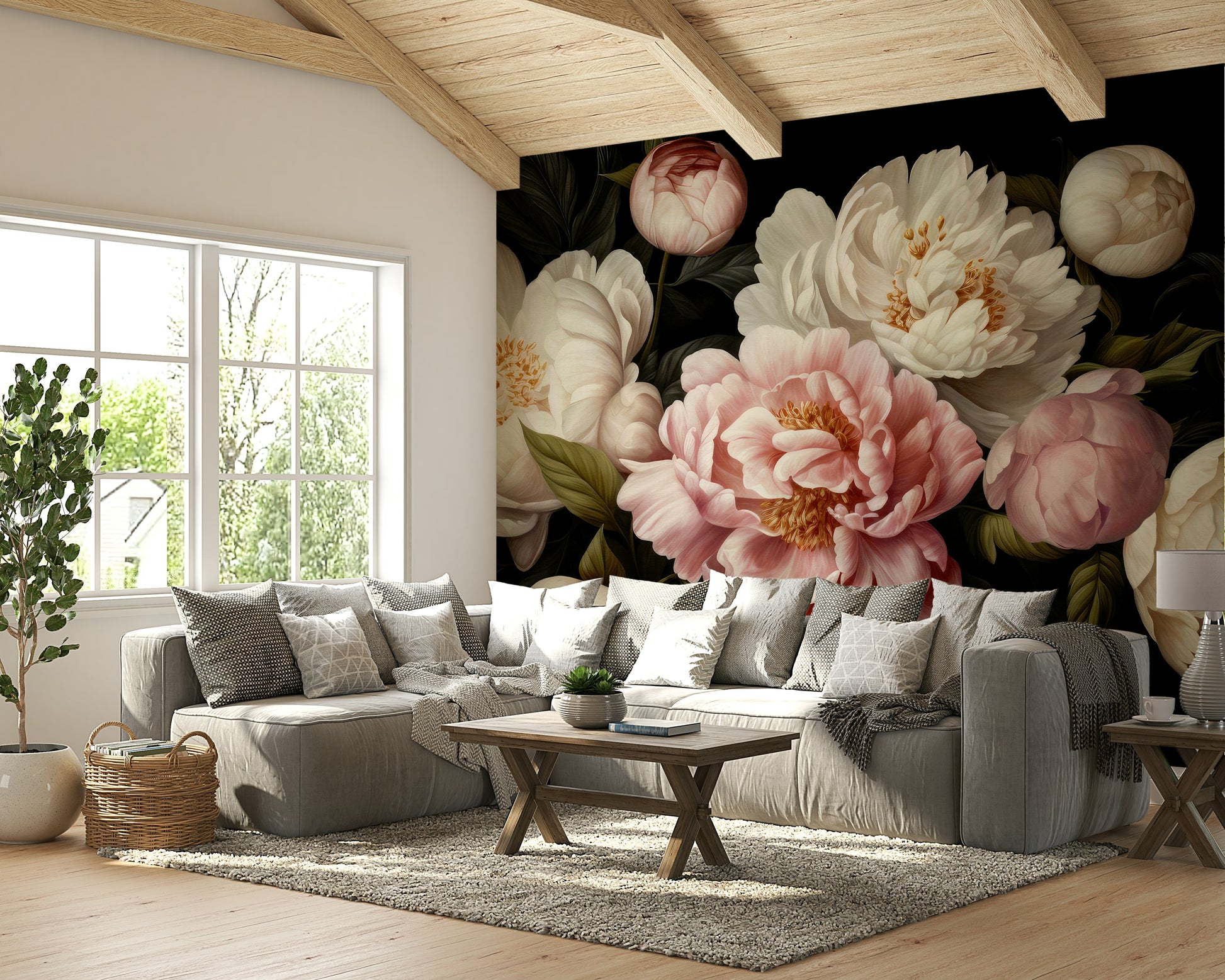 The floral blooms are a central focus of the image.

