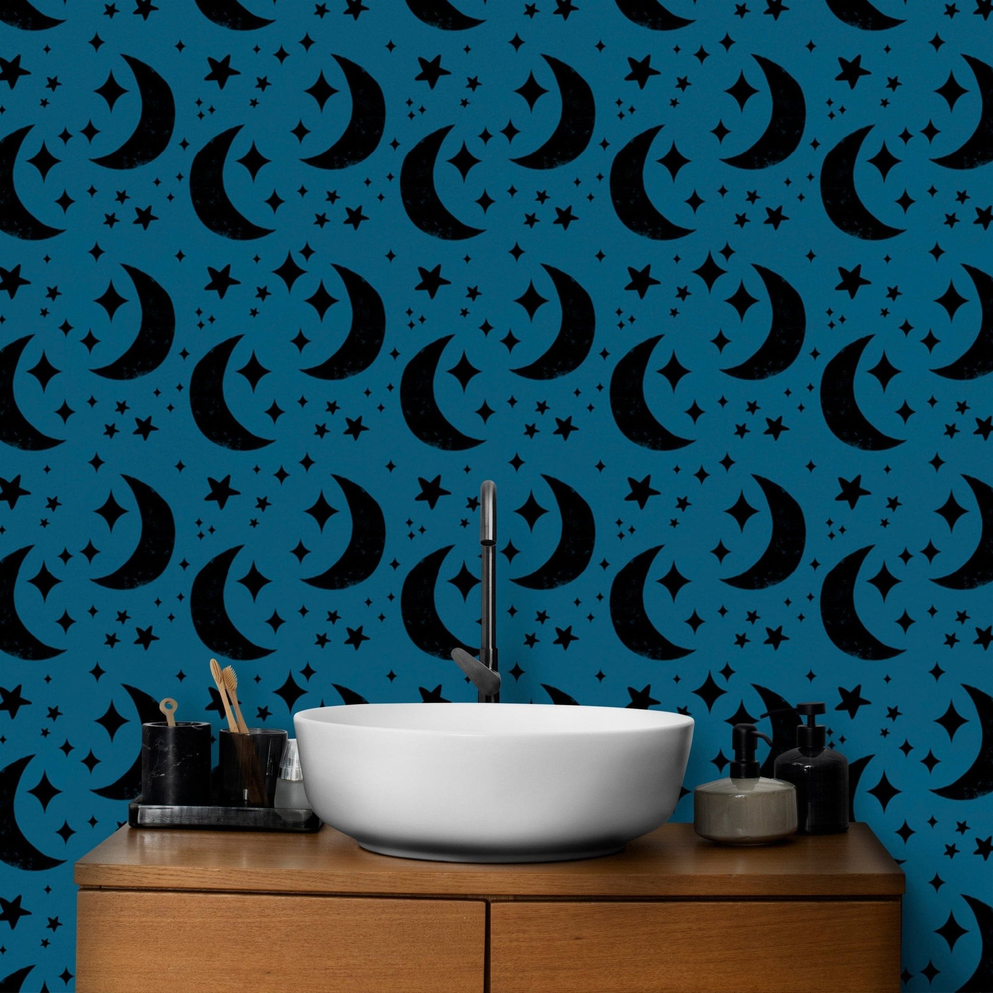 Beautiful Moon Blue Background Wallpaper mural