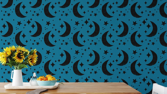 Transform your room with Moon Blue Background Wallpaper
