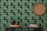 Dreamy Moon Green Background Wallpaper mural