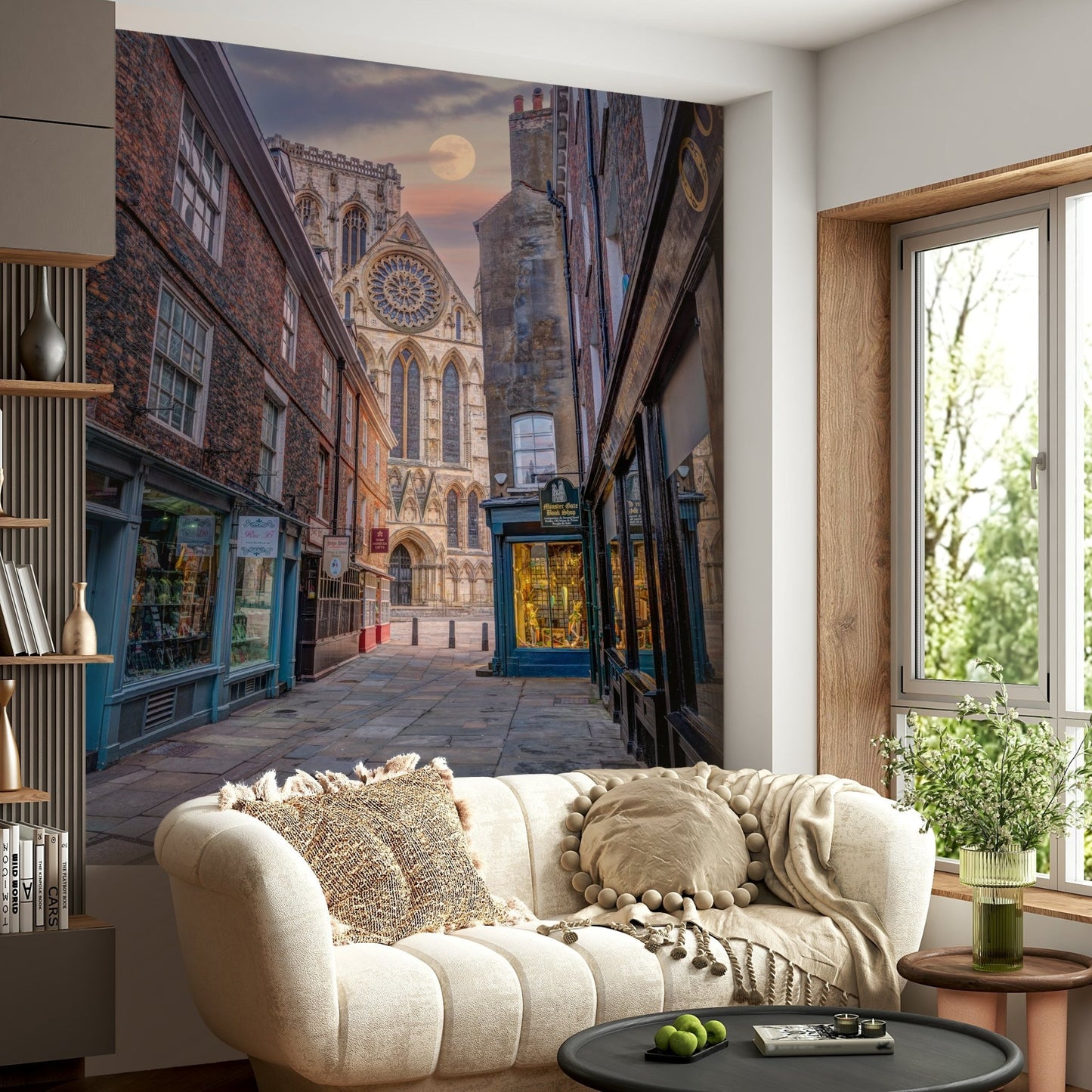 Moon Over Charming Street Wall Mural