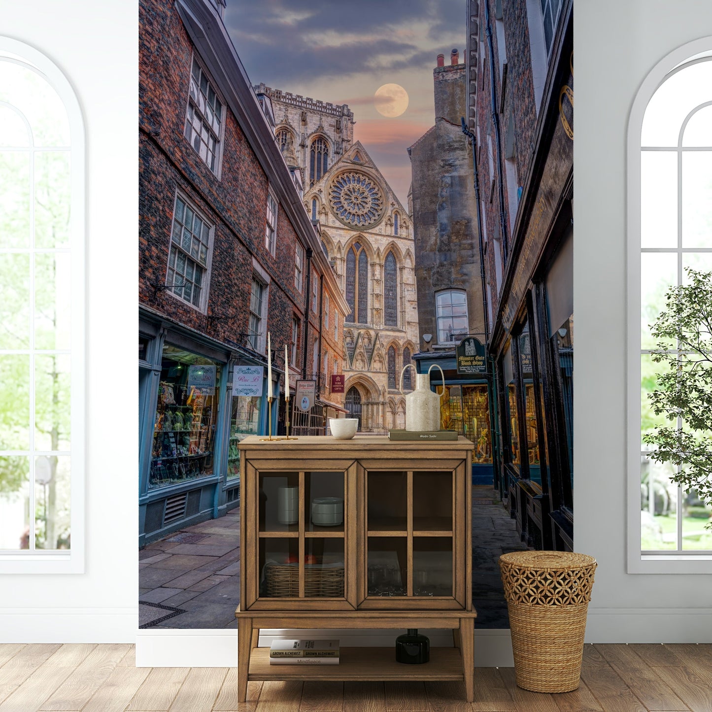 Moon Over Charming Street Wall Mural