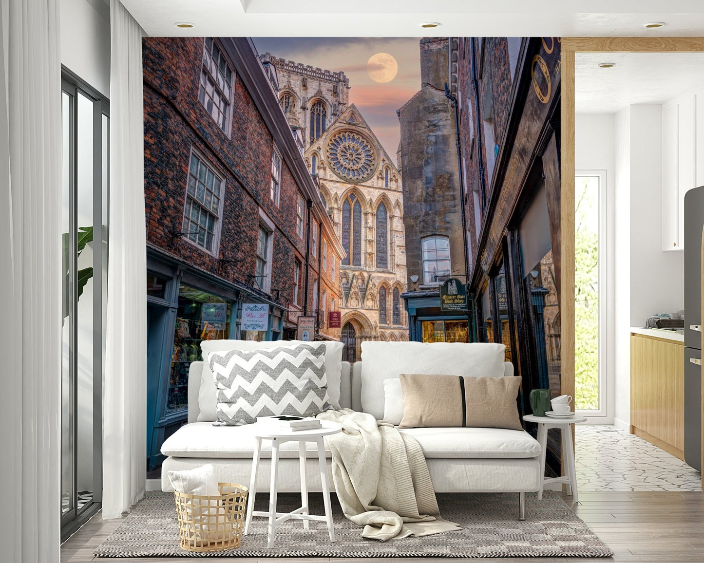 Moon Over Charming Street Wall Mural