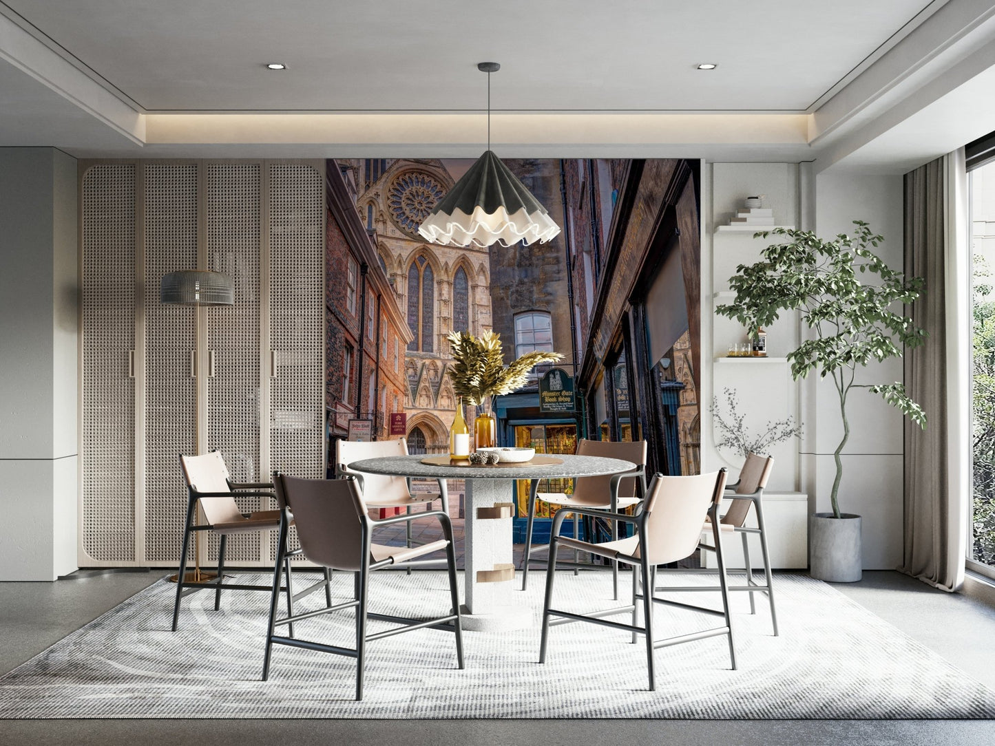 Moon Over Charming Street Wall Mural