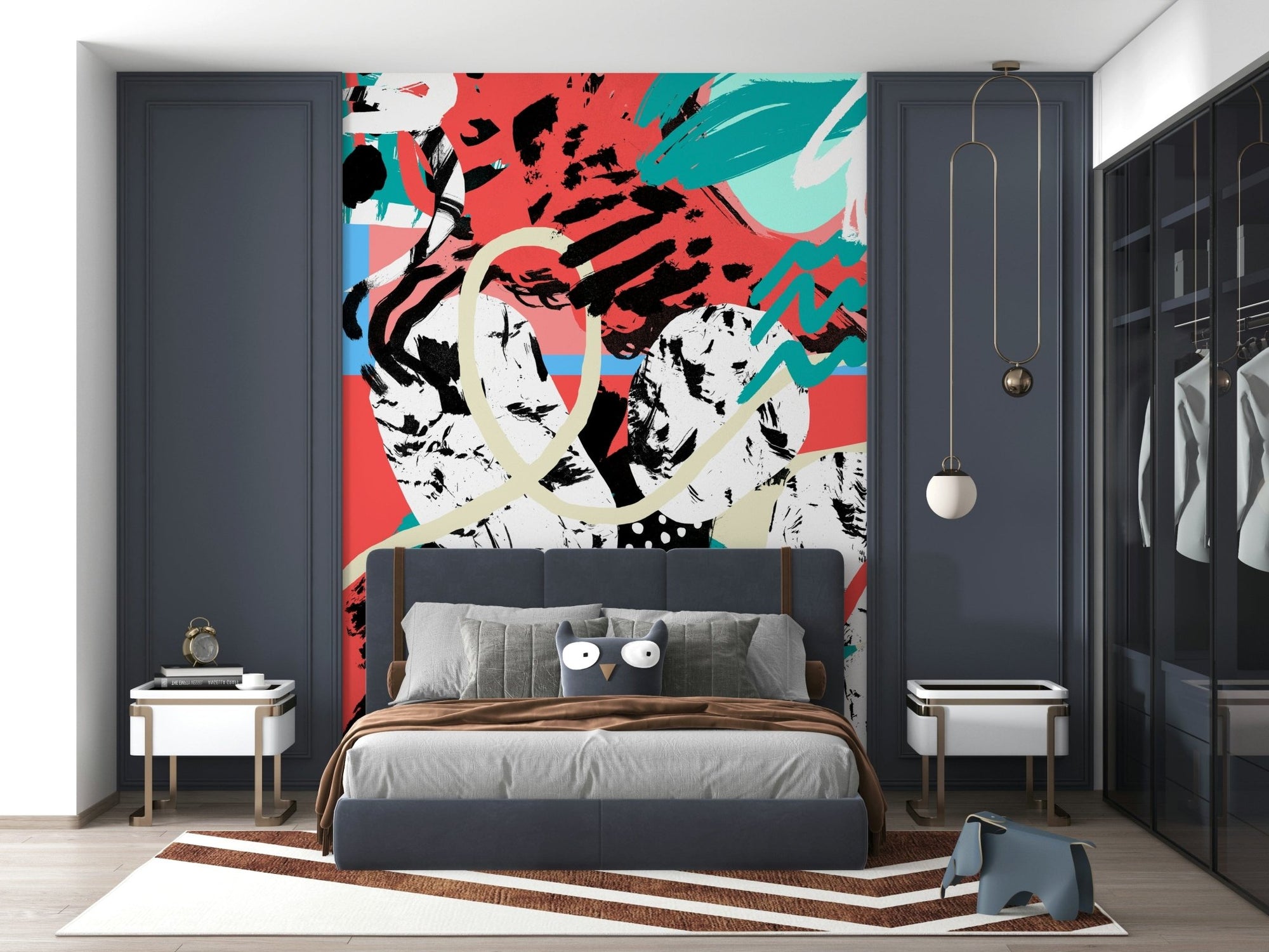 A beautiful moon phase wallpaper mural for a modern home., GD5356