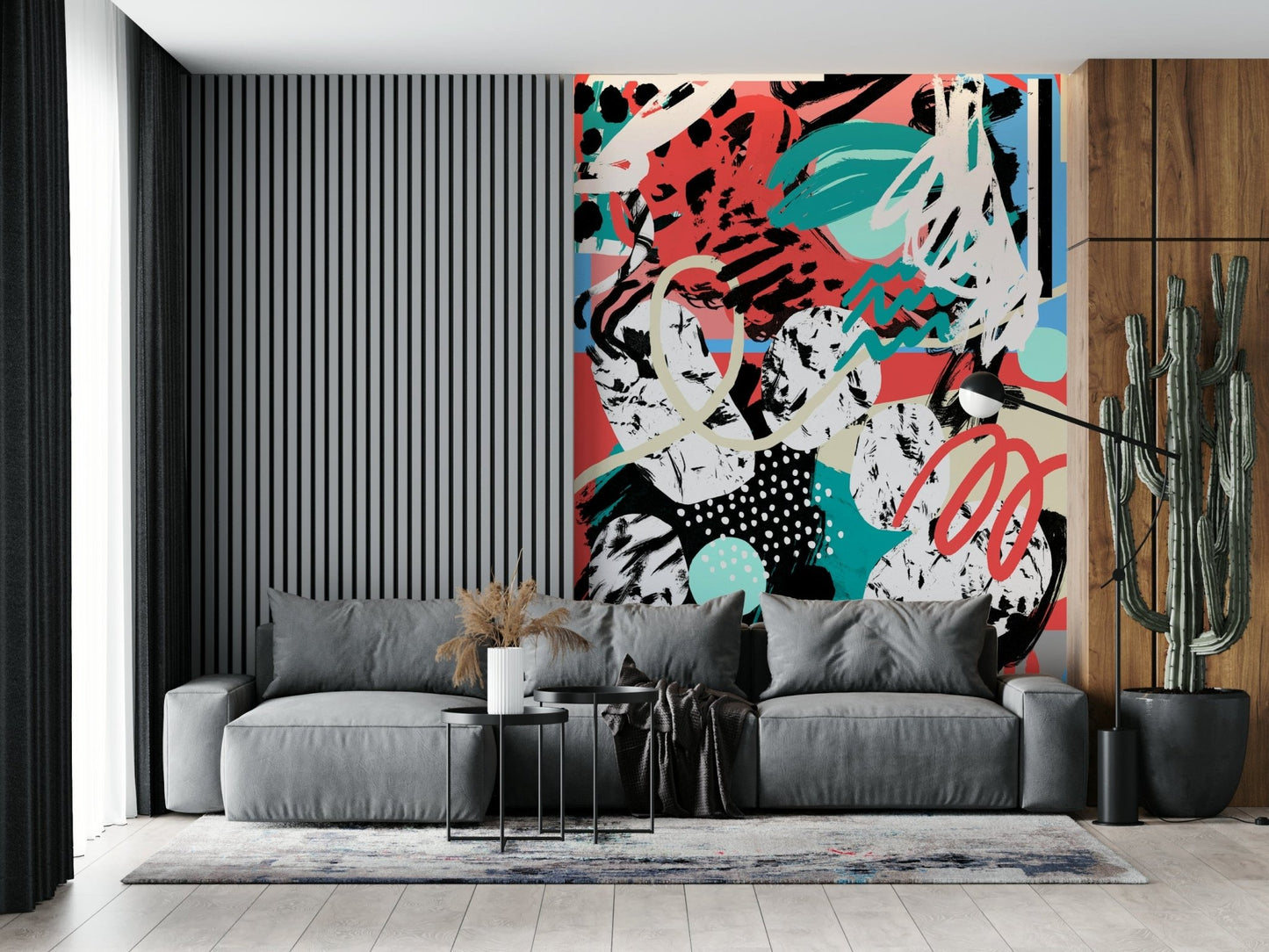 A beautiful modern art wall mural of the moon.