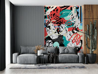 A beautiful modern art wall mural of the moon.