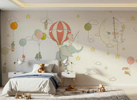 A serene floating balloon wall mural for your decor.