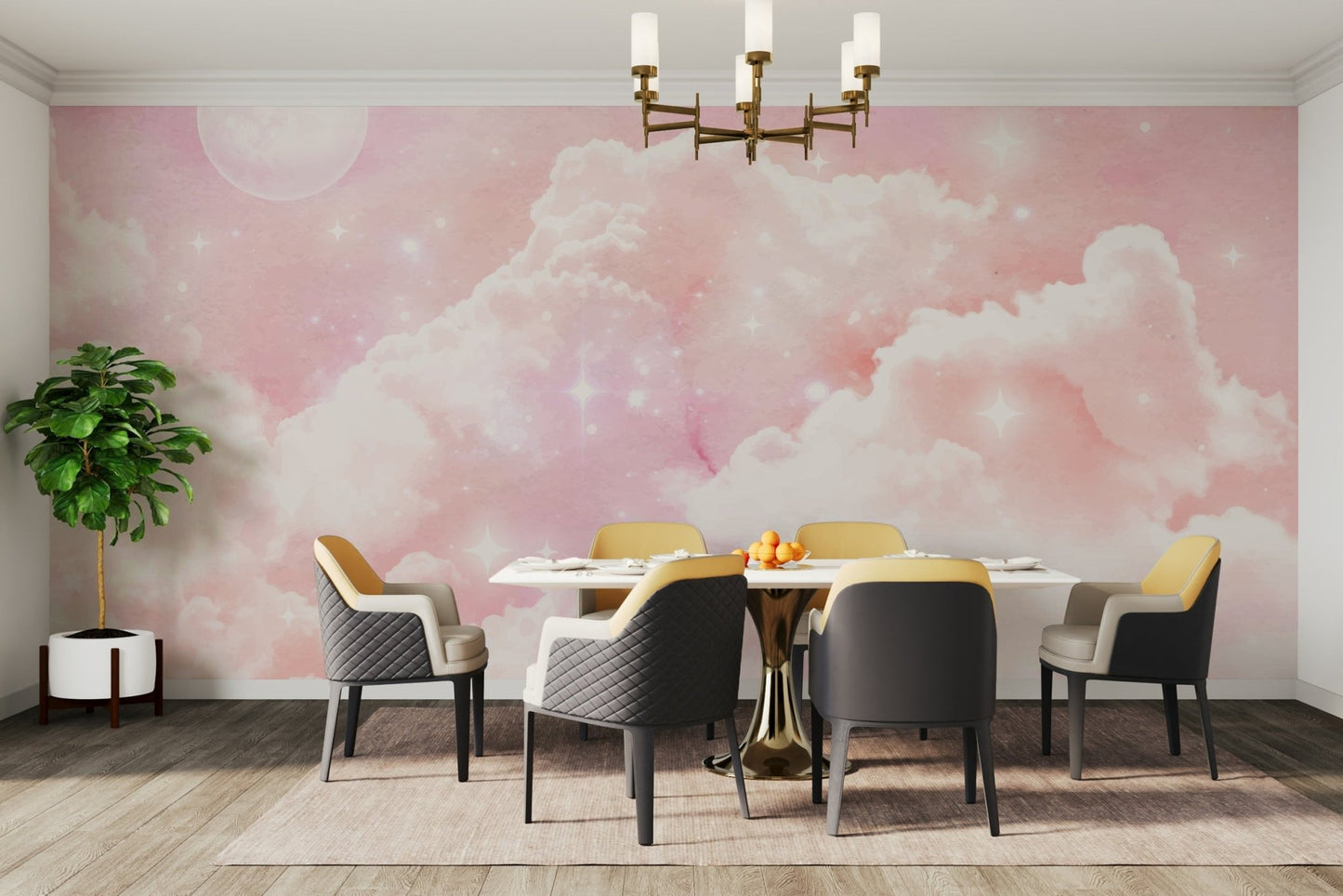 The light creates a soft, hazy glow around the moon.

