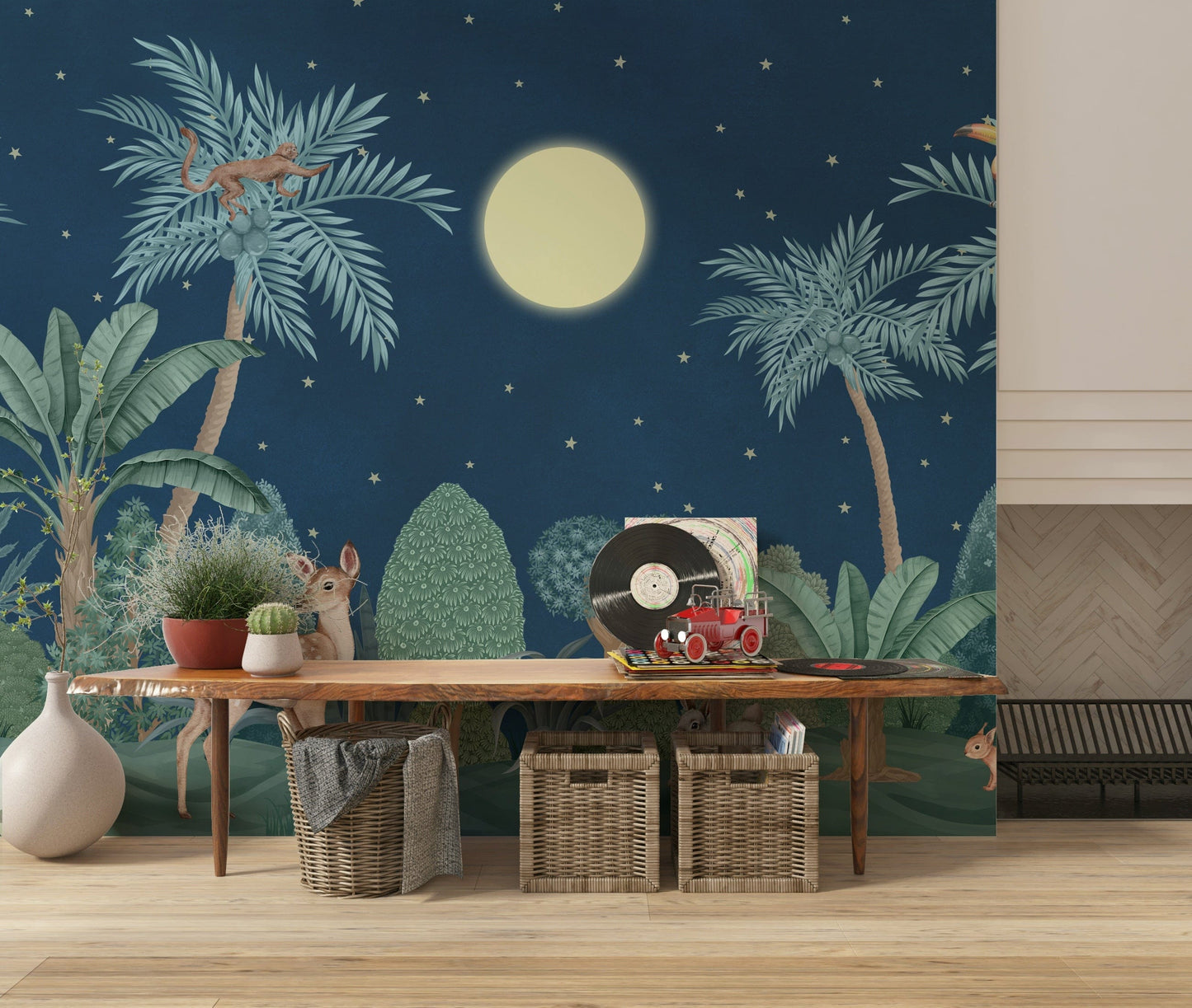 Atmospheric Moonlit Jungle wallpaper for a dramatic feature wall.