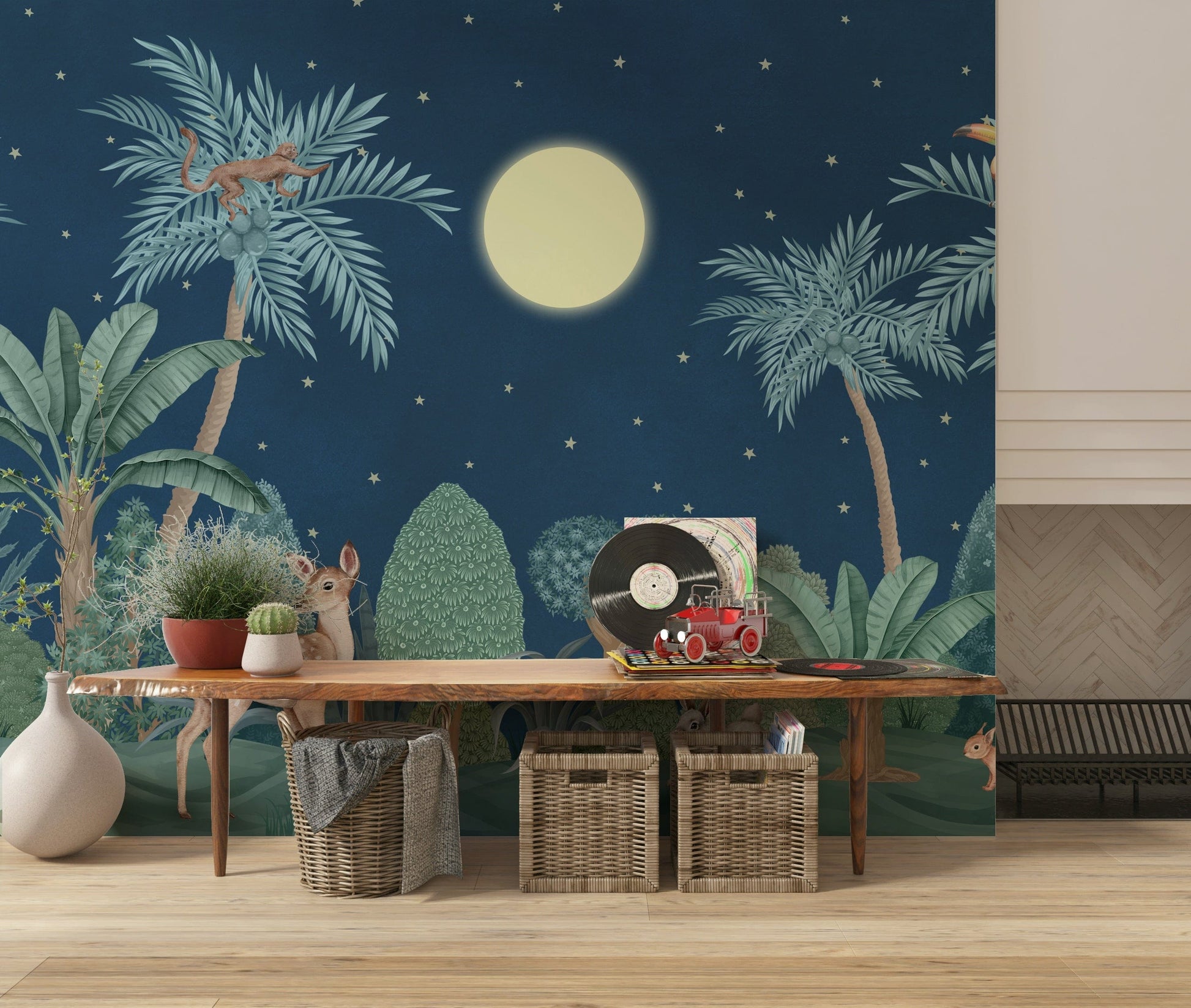 Atmospheric Moonlit Jungle wallpaper for a dramatic feature wall.