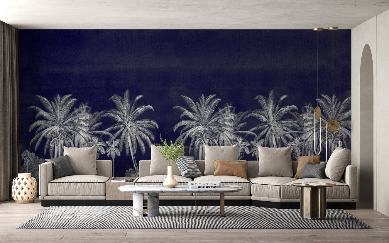 Tree Wallpaper Featuring Palm Canopy Design
