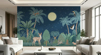 Large scale Moonlit Jungle wall mural in a luxury dining space., GD7600