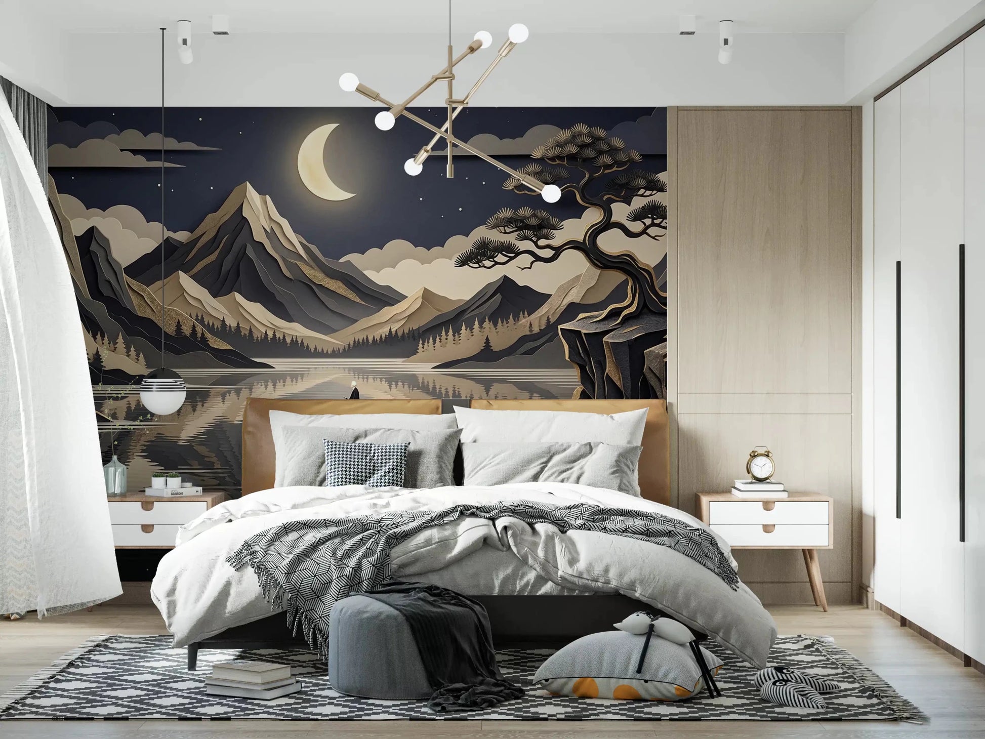 Moonlit Mountain Serenity Wall Mural