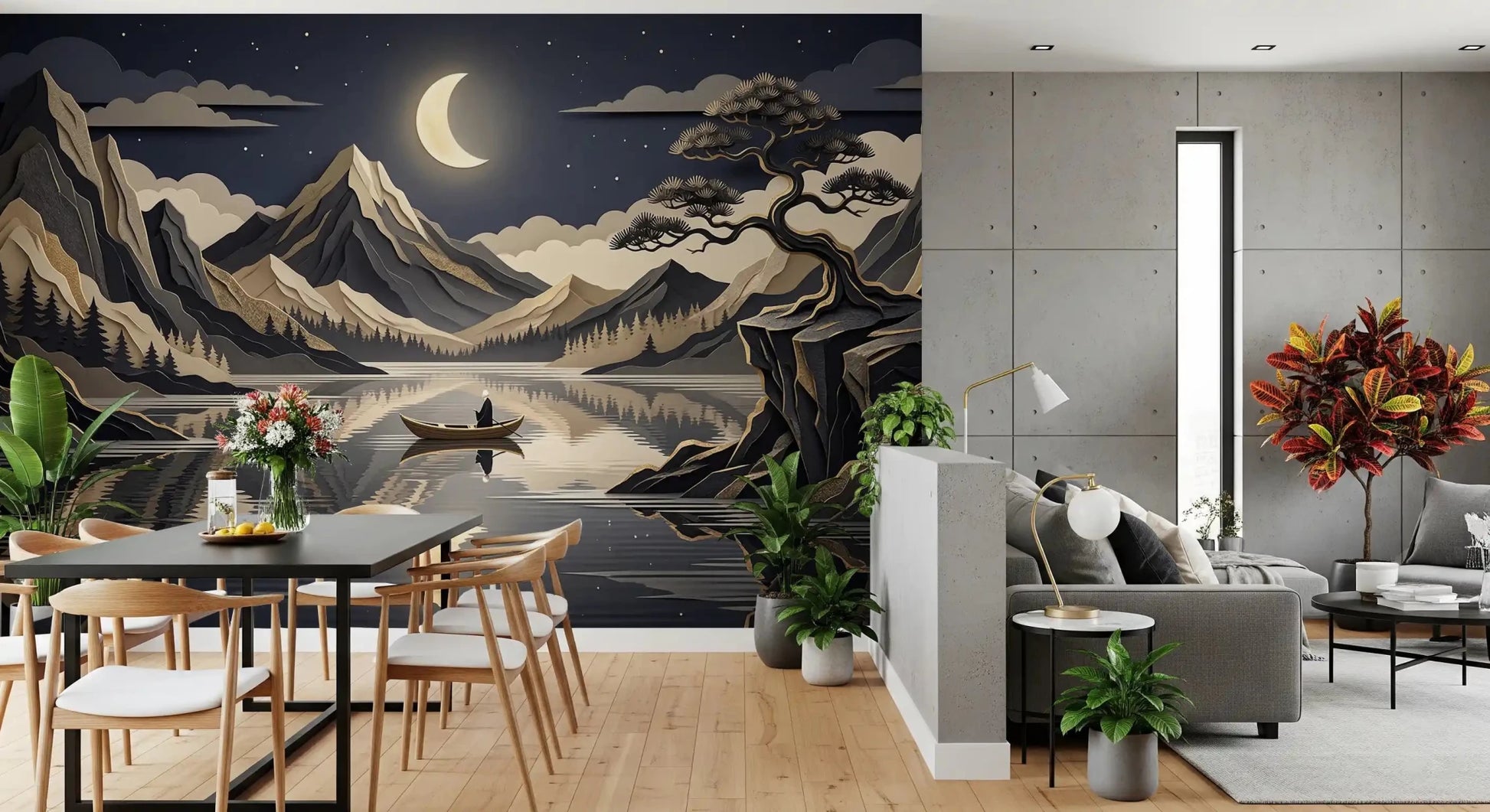 Moonlit Mountain Serenity Wall Mural