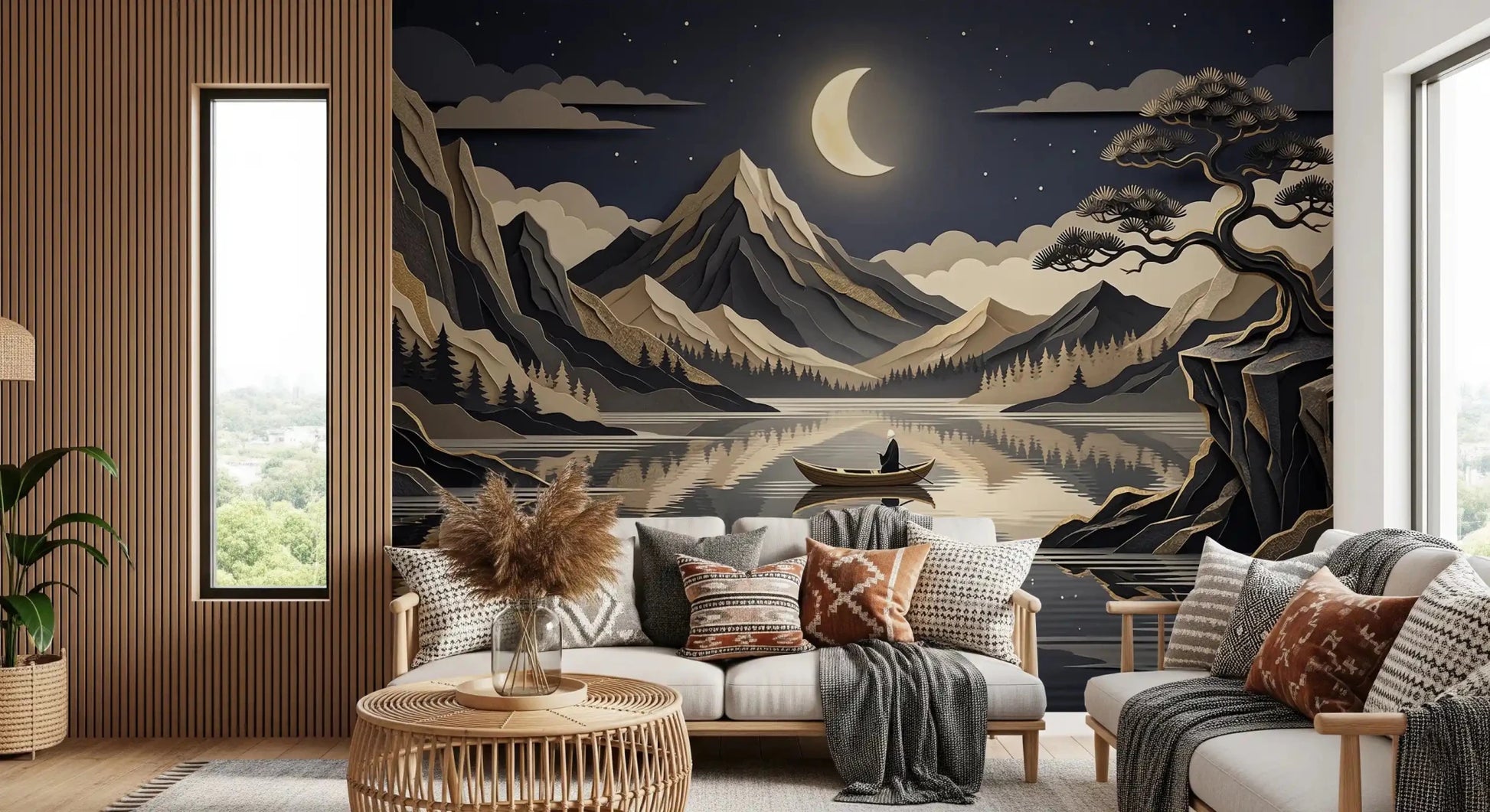 Moonlit Mountain Serenity Wall Mural