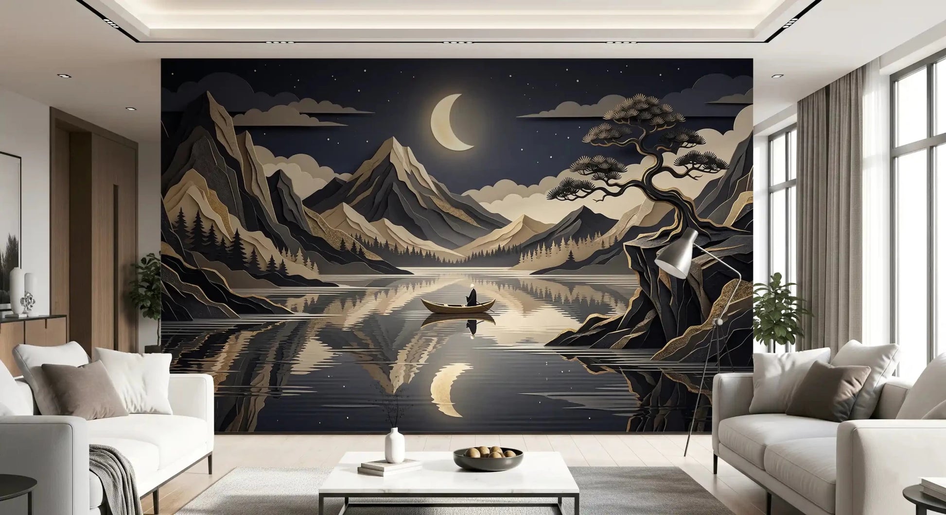 Moonlit Mountain Serenity Wall Mural