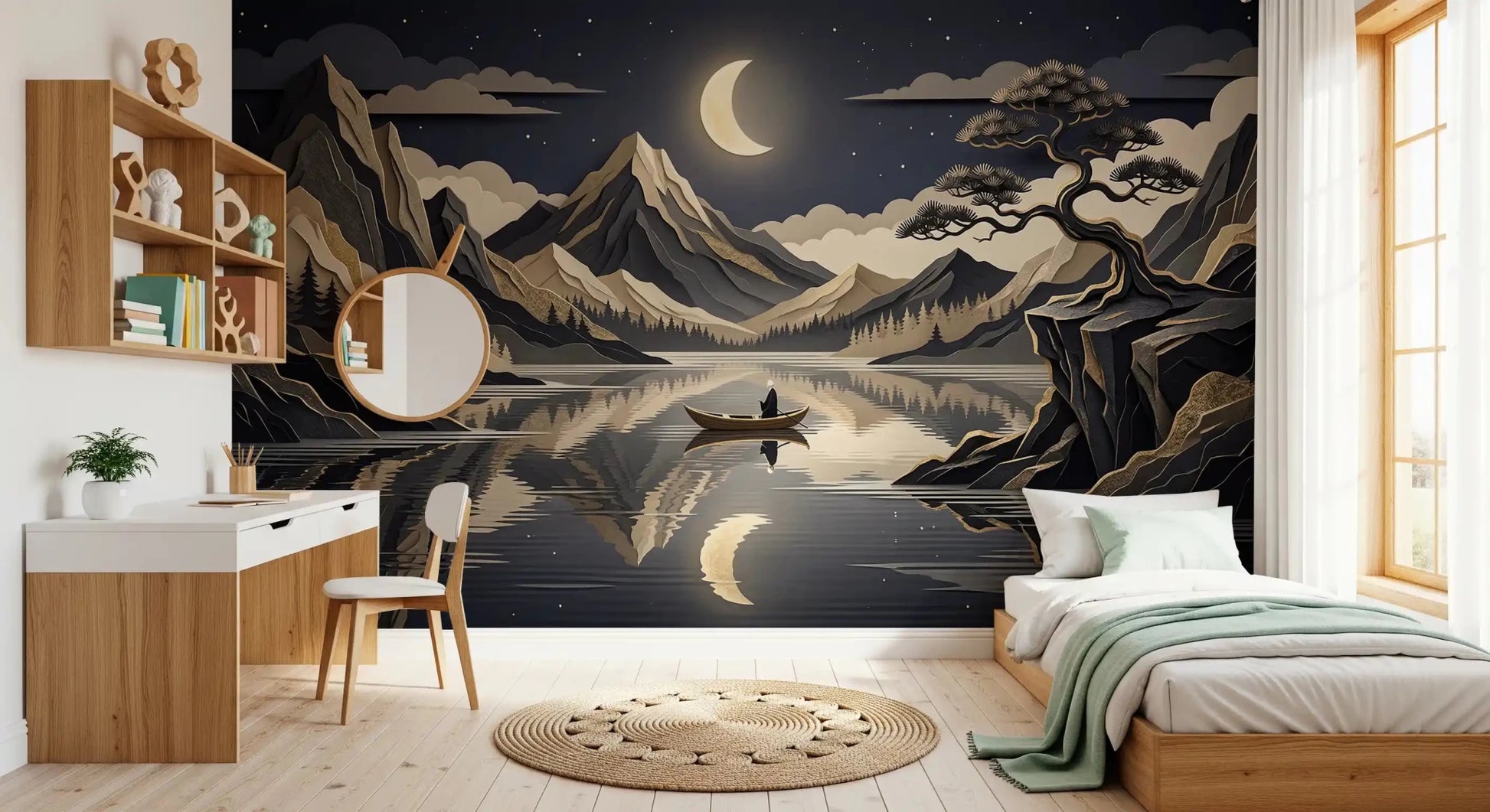 Moonlit Mountain Serenity Wall Mural