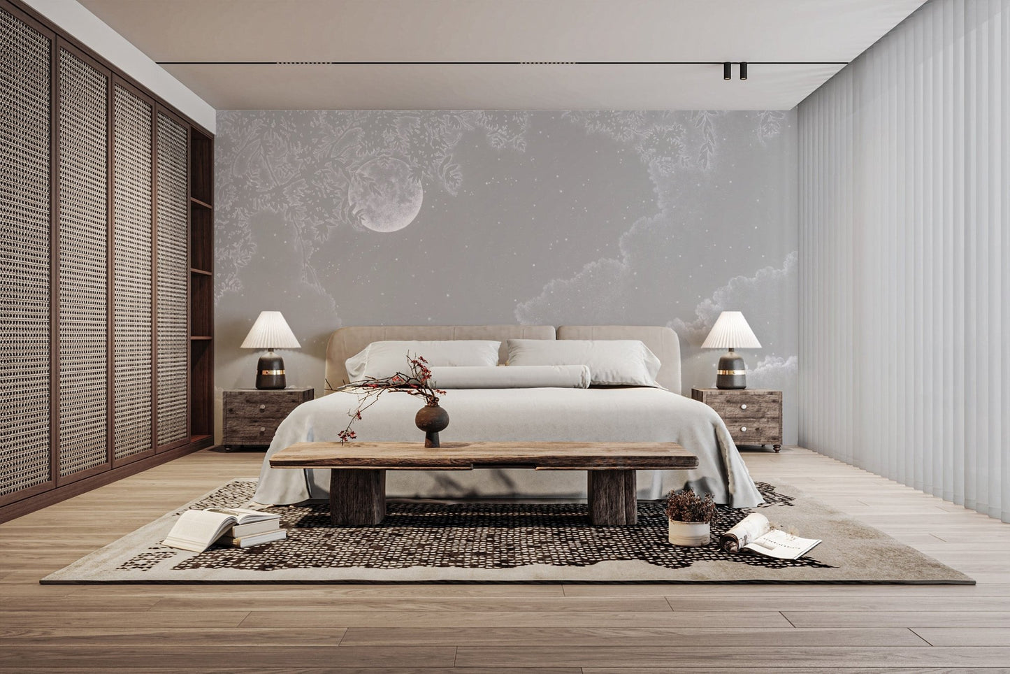 Dreamy Grey Cloud Wallpaper with Moon
