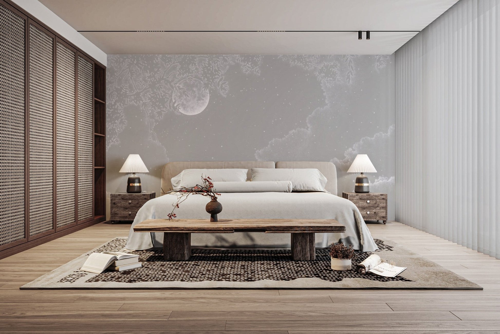 Dreamy Grey Cloud Wallpaper with Moon
