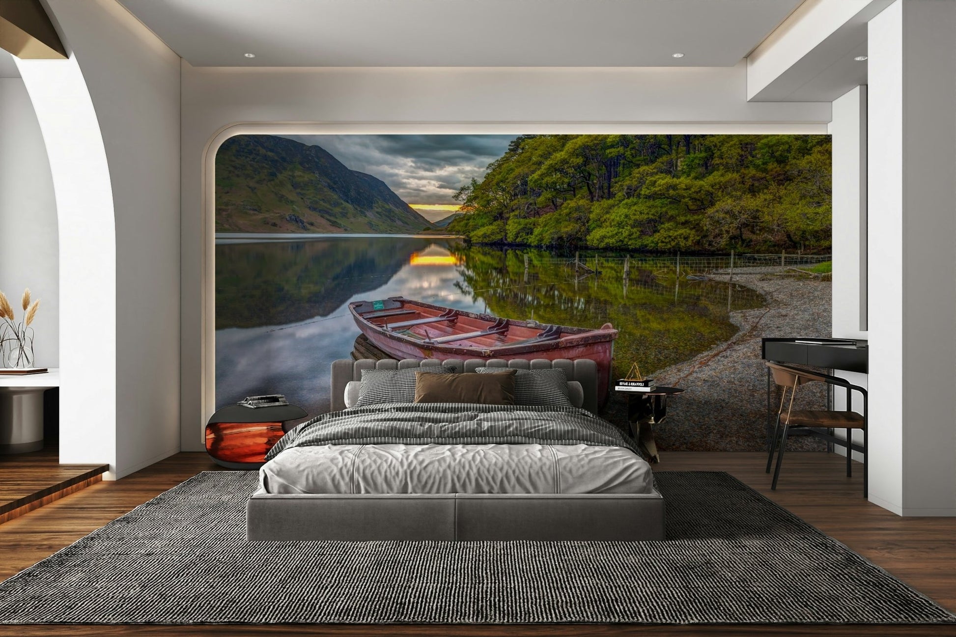 The colors are muted and natural, with greens, browns, and grays.

