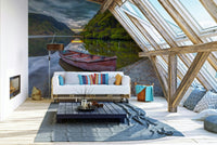 A dark mountain is in the background on the left.

