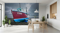 Minimal dining corner styled with Moored in Serenity Wall Mural and soft tones, GD8632