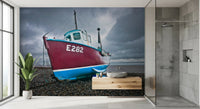 bathroom with bench seating and Moored in Serenity Wall Mural as focal wall, GD8632