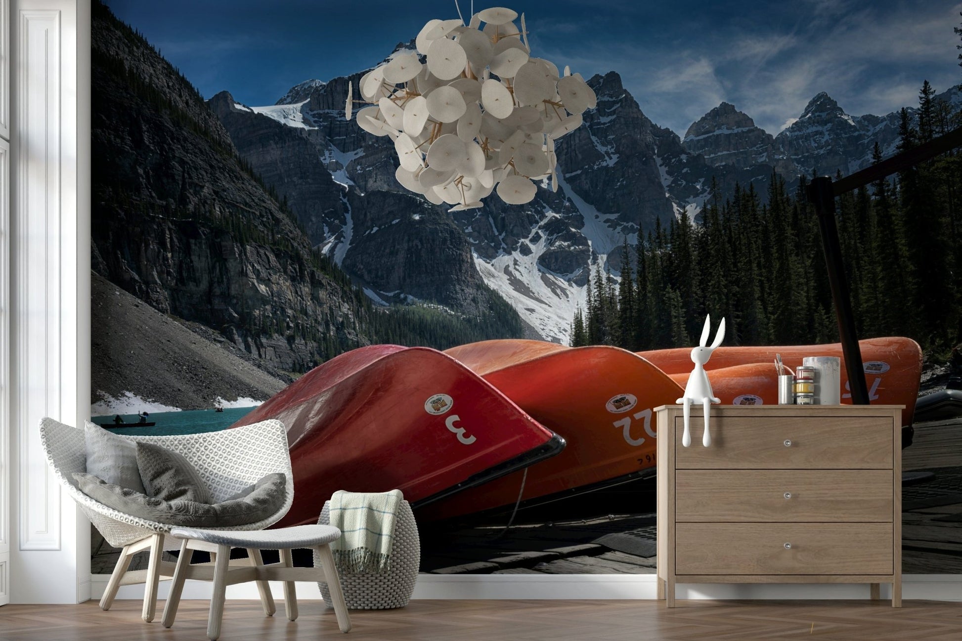 A calming serene view wallpaper mural that defines a space., GD5847