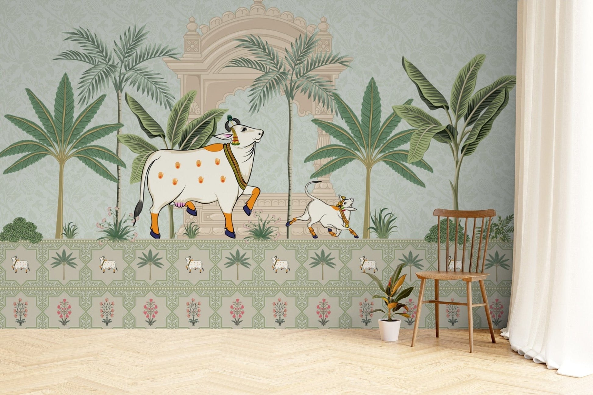 Detailed Morning Grace Pichwai Wallpaper


